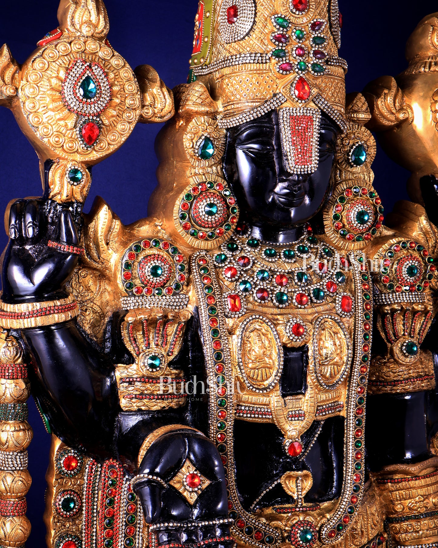 Majestic Brass Tirupati Balaji – Dual Side sculpture (Meenakari & Black Tone) | 4 Ft Temple Idol