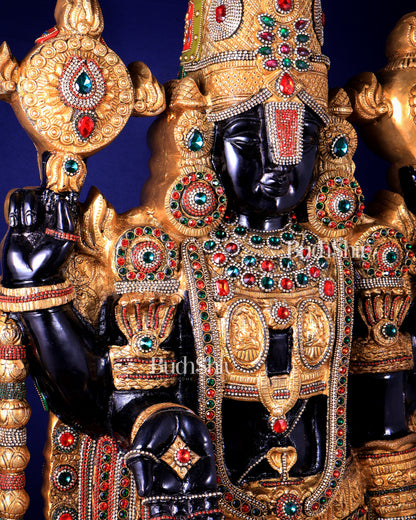Majestic Brass Tirupati Balaji – Dual Side sculpture (Meenakari & Black Tone) | 4 Ft Temple Idol