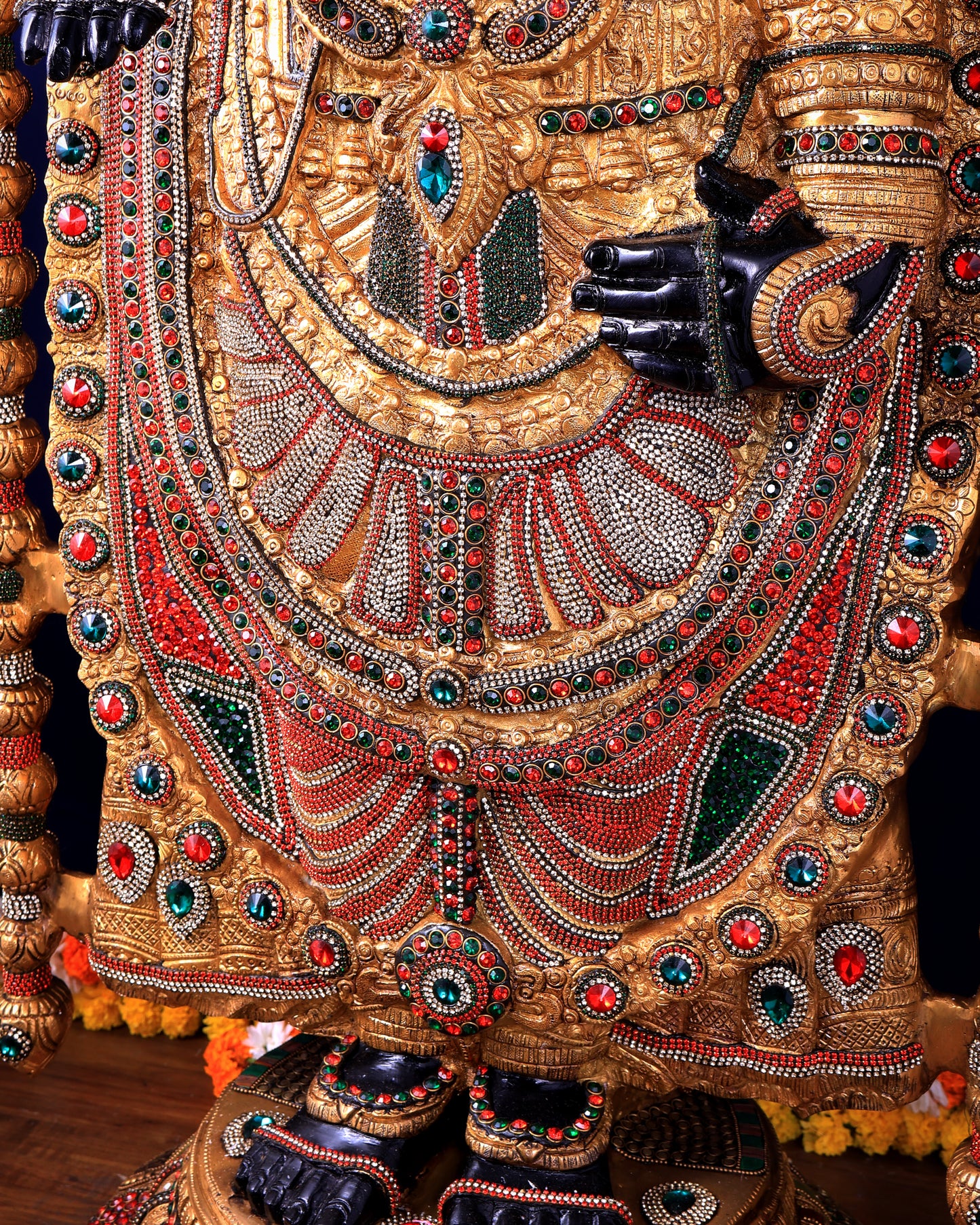 Majestic Brass Tirupati Balaji – Dual Side sculpture (Meenakari & Black Tone) | 4 Ft Temple Idol