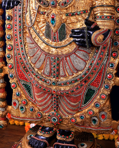 Majestic Brass Tirupati Balaji – Dual Side sculpture (Meenakari & Black Tone) | 4 Ft Temple Idol
