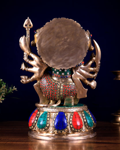 Brass Panchmukhi Hanuman statue 13" meenakari Stonework