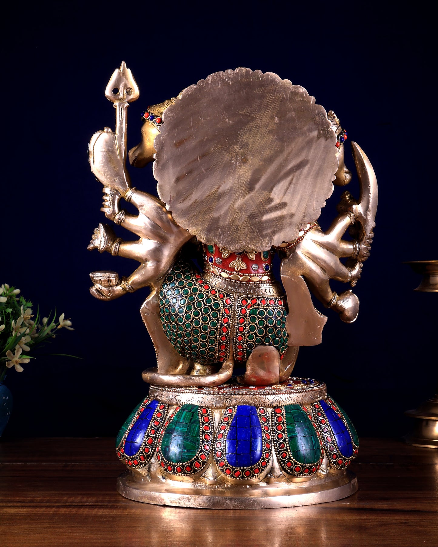 Brass Panchmukhi Hanuman statue 13" meenakari Stonework