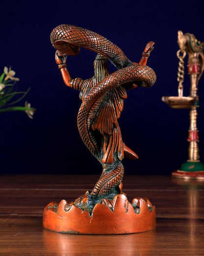 Brass Dancing Shiva Surrounded by Vasuki - Excellent Statue brown tone
