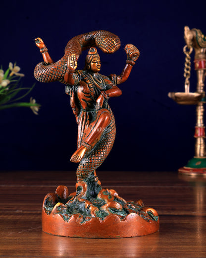 Brass Dancing Shiva Surrounded by Vasuki - Excellent Statue brown tone