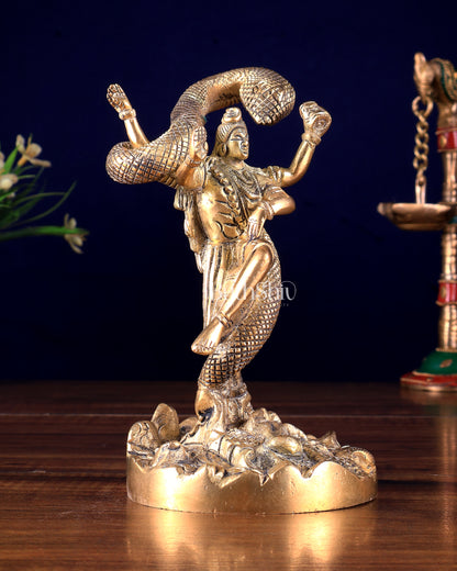 Brass Dancing Shiva idol - Excellent Statue 6" matte gold