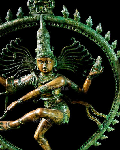 Pure Brass Large Nataraja with Temple Style Arch | Antique Bronze Finish 71 inch