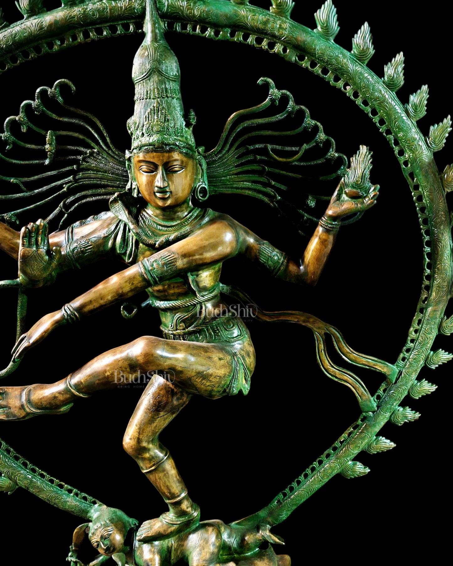 Pure Brass Large Nataraja with Temple Style Arch | Antique Bronze Finish 71 inch