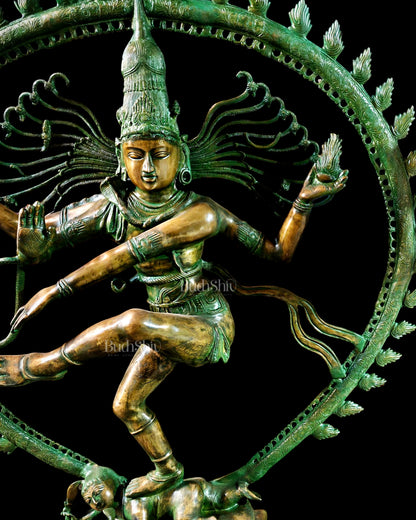Pure Brass Large Nataraja with Temple Style Arch | Antique Bronze Finish 71 inch