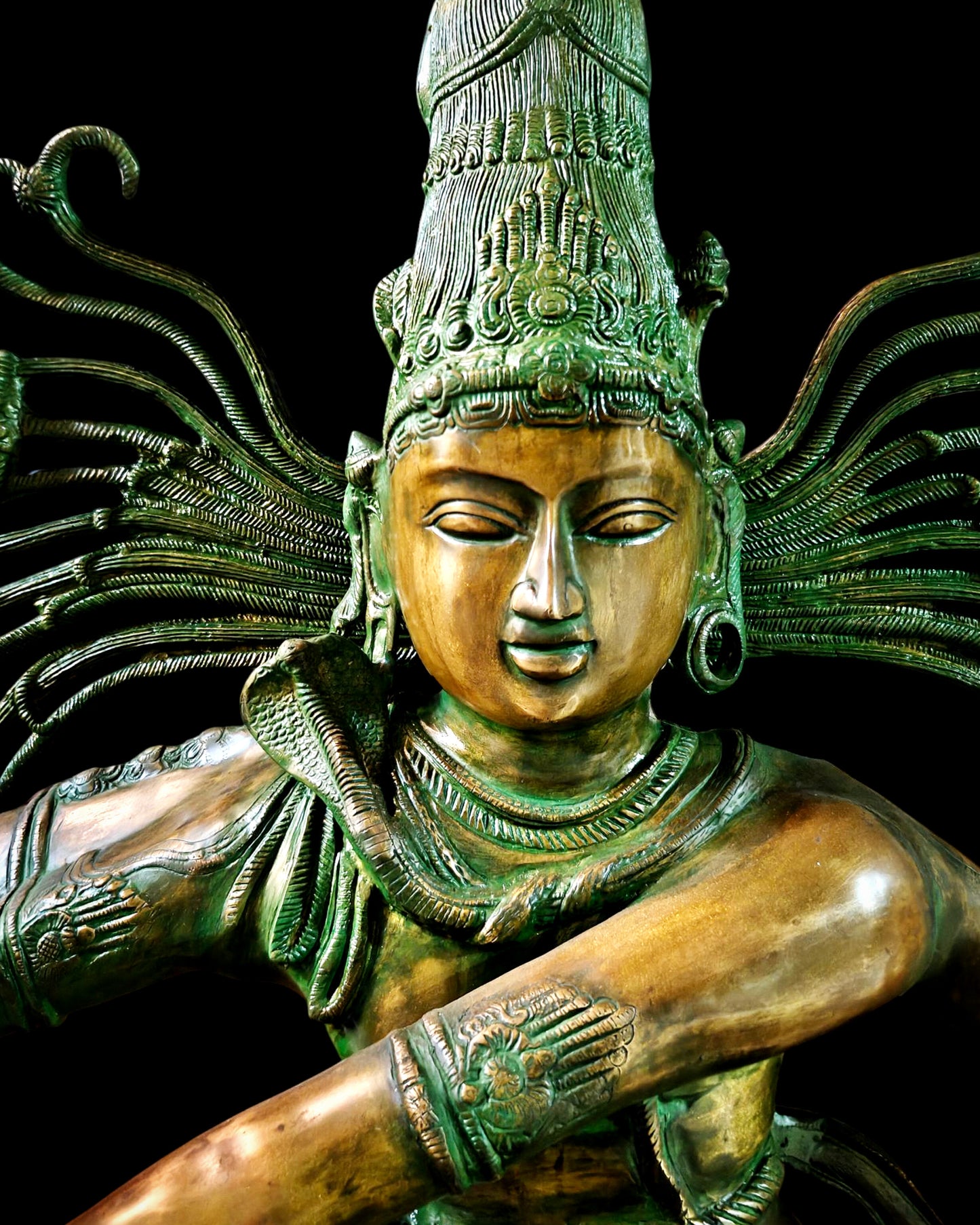 Pure Brass Large Nataraja with Temple Style Arch | Antique Bronze Finish 71 inch