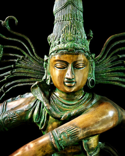Pure Brass Large Nataraja with Temple Style Arch | Antique Bronze Finish 71 inch