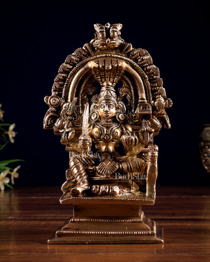 Pure Brass Goddess Mariamman Devi with Prabhavali 5.5 inch