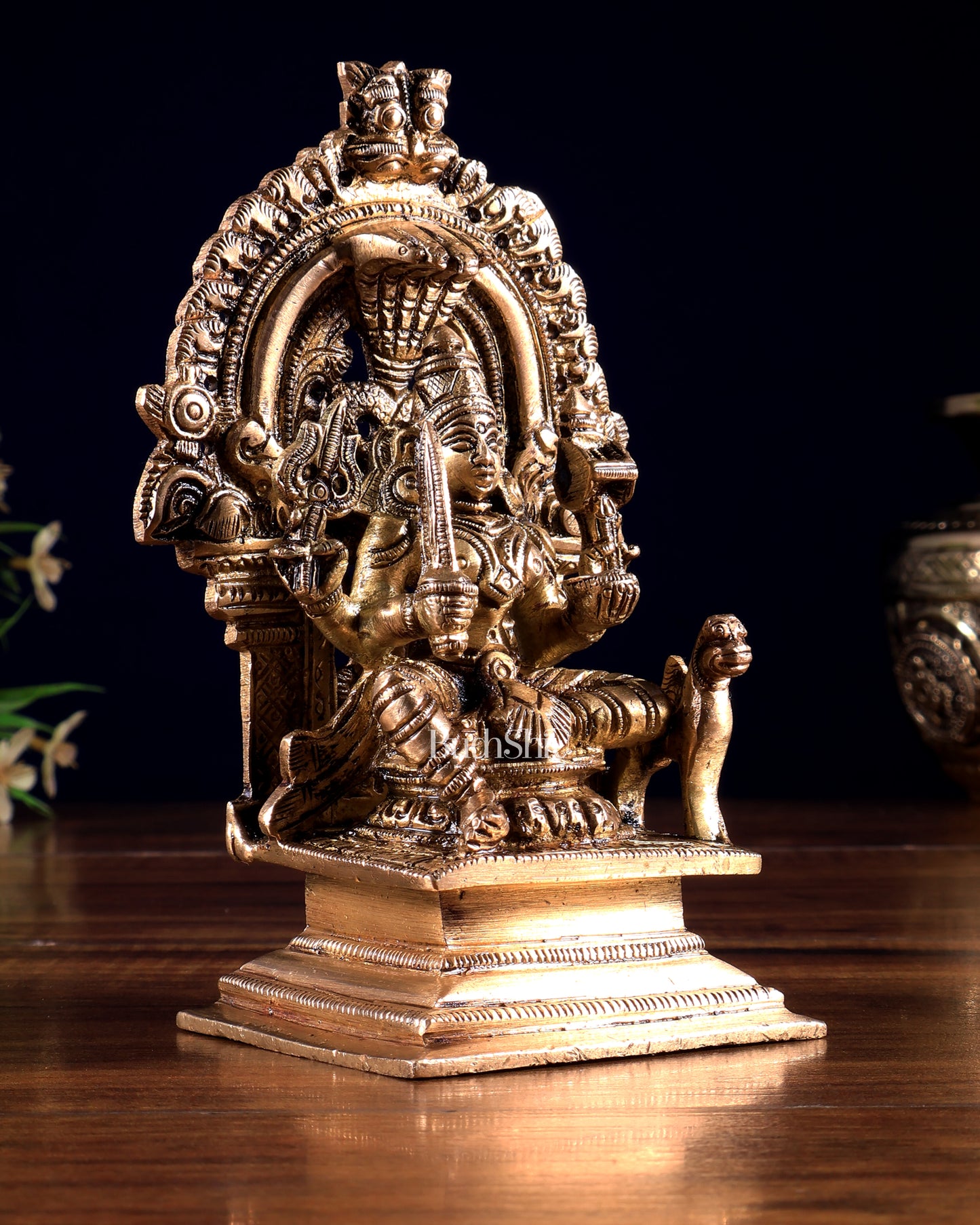 Pure Brass Goddess Mariamman Devi with Prabhavali 5.5 inch