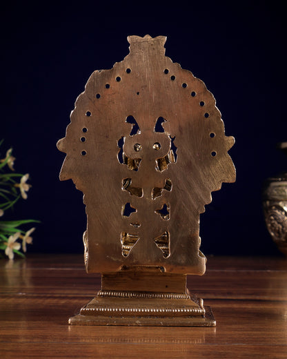 Pure Brass Goddess Mariamman Devi with Prabhavali 5.5 inch