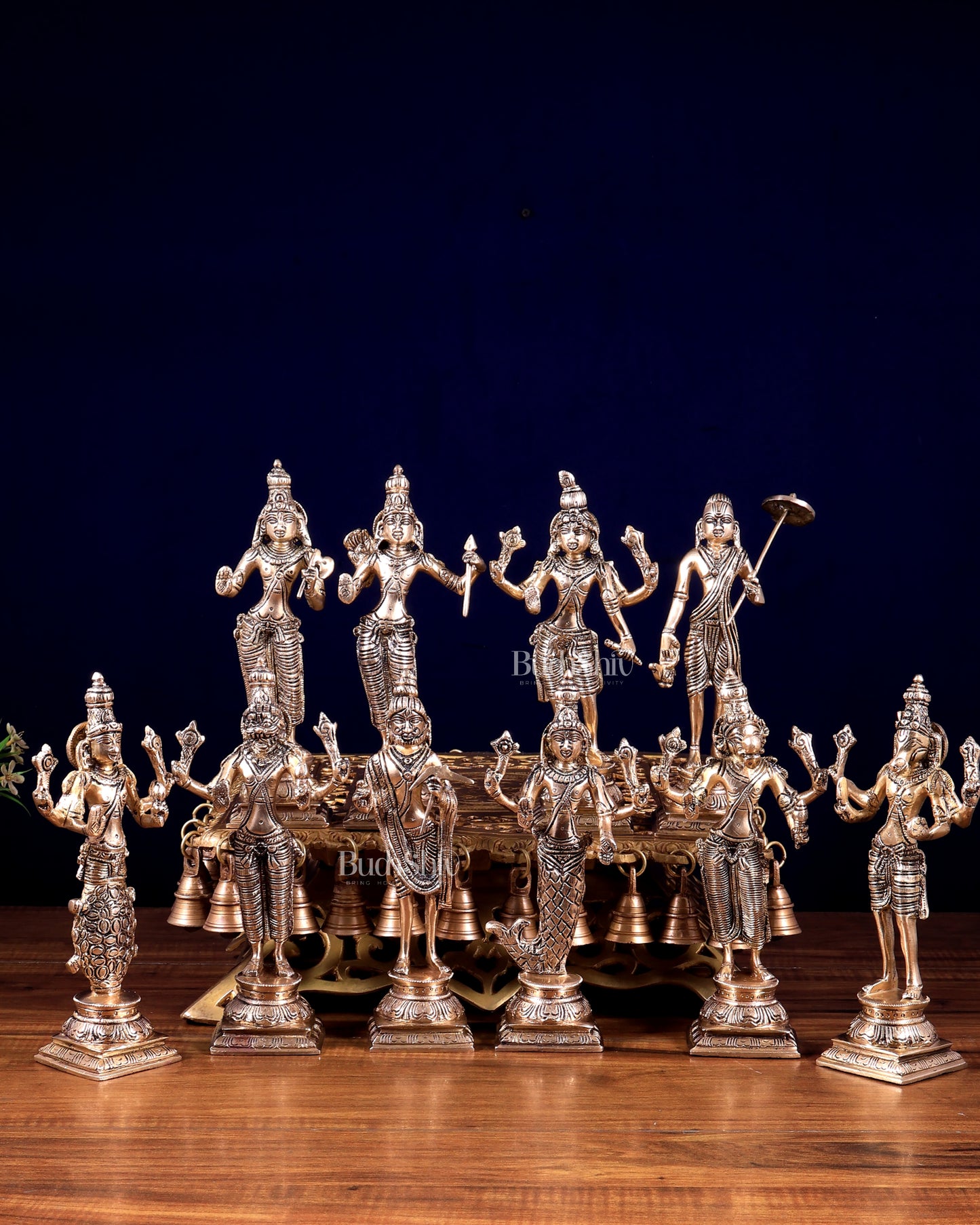 Brass Superfine Vishnu Dashavatar Idols Set | Sleek Design 10 inch