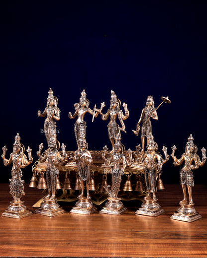 Brass Superfine Vishnu Dashavatar Idols Set | Sleek Design 10 inch