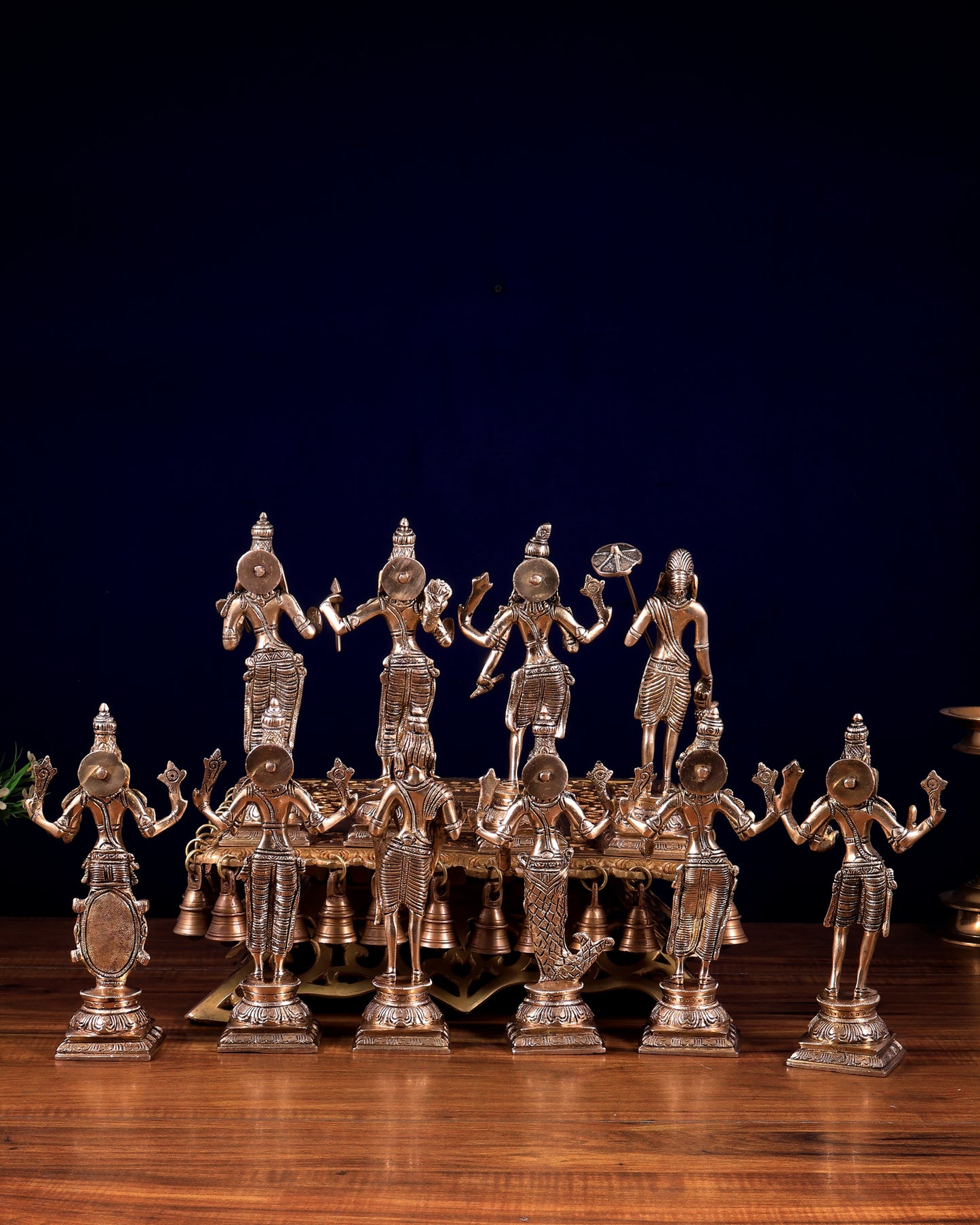 Brass Superfine Vishnu Dashavatar Idols Set | Sleek Design 10 inch