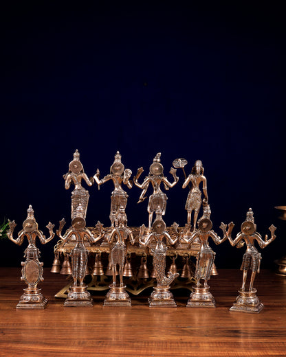 Brass Superfine Vishnu Dashavatar Idols Set | Sleek Design 10 inch