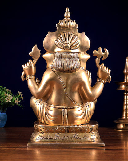 Brass Ganesha statue 16 inch enhanced carvings