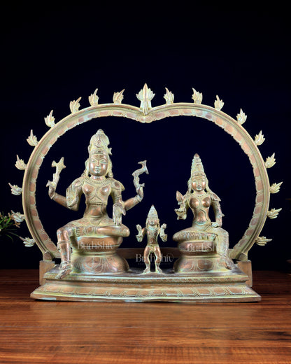 Brass Somaskandar Statue | Lord Shiva, Devi Parvati with Kartikeya 22"