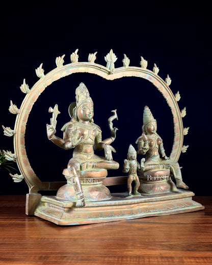 Brass Somaskandar Statue | Lord Shiva, Devi Parvati with Kartikeya 22"