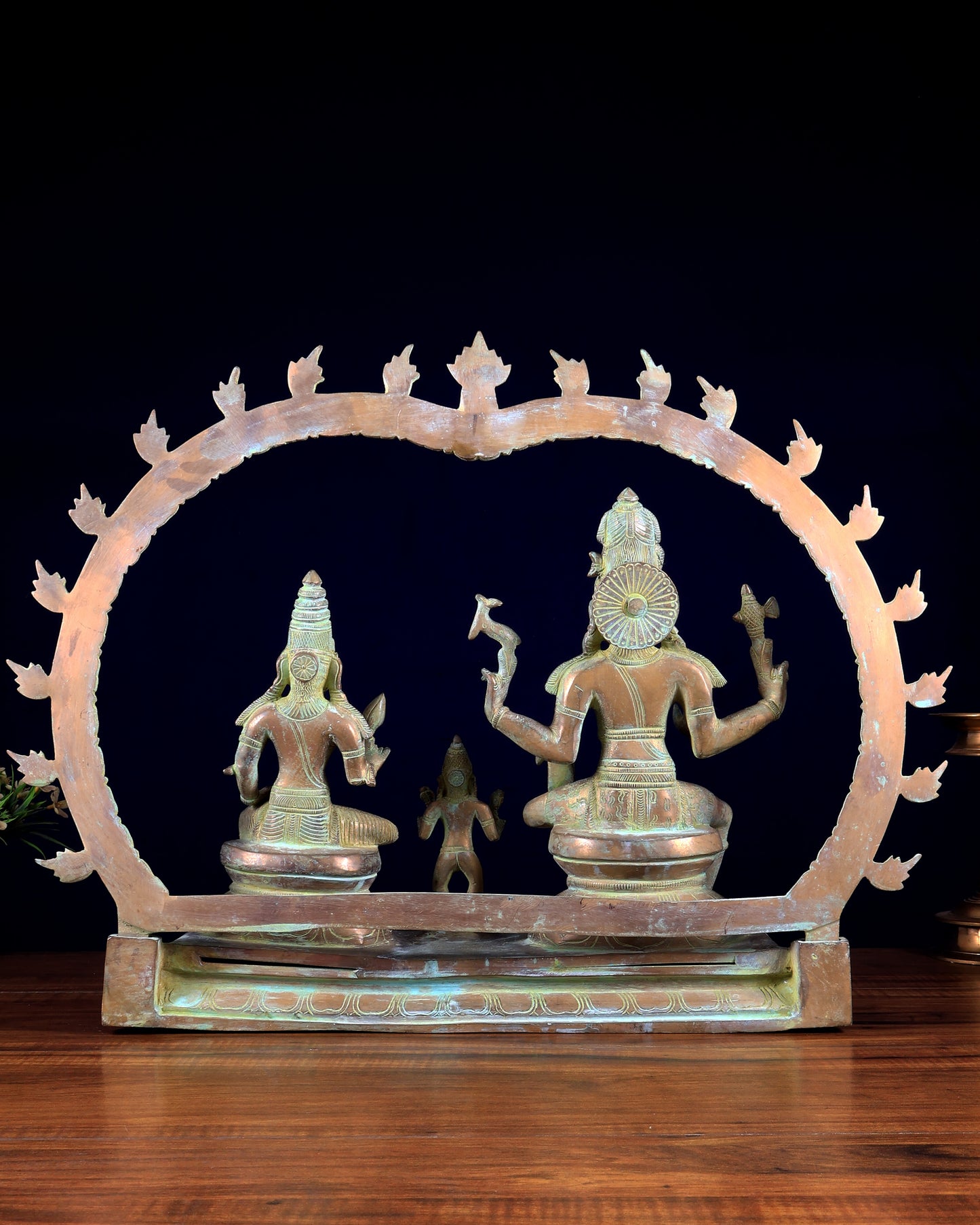 Brass Somaskandar Statue | Lord Shiva, Devi Parvati with Kartikeya 22"