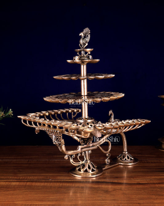 Brass 84 Aarti Diyas with Handle | Chaurasi Aarti Diya