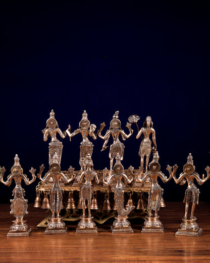 Brass Superfine Vishnu Dashavatar Idols Set | Sleek Design 10 inch