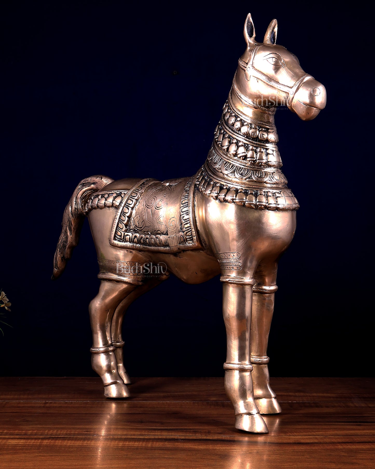 Pure Brass Standing Horse Statue | Majestic Home Décor Showpiece