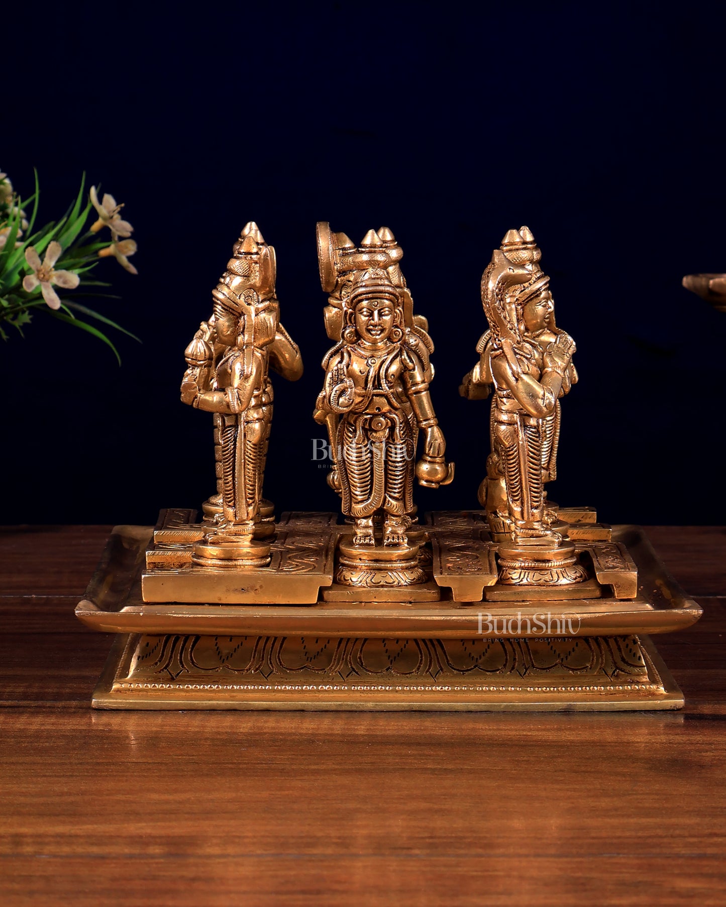 Pure Brass superfine Navgraha Idols with Abhishek Patra 5.5 inch