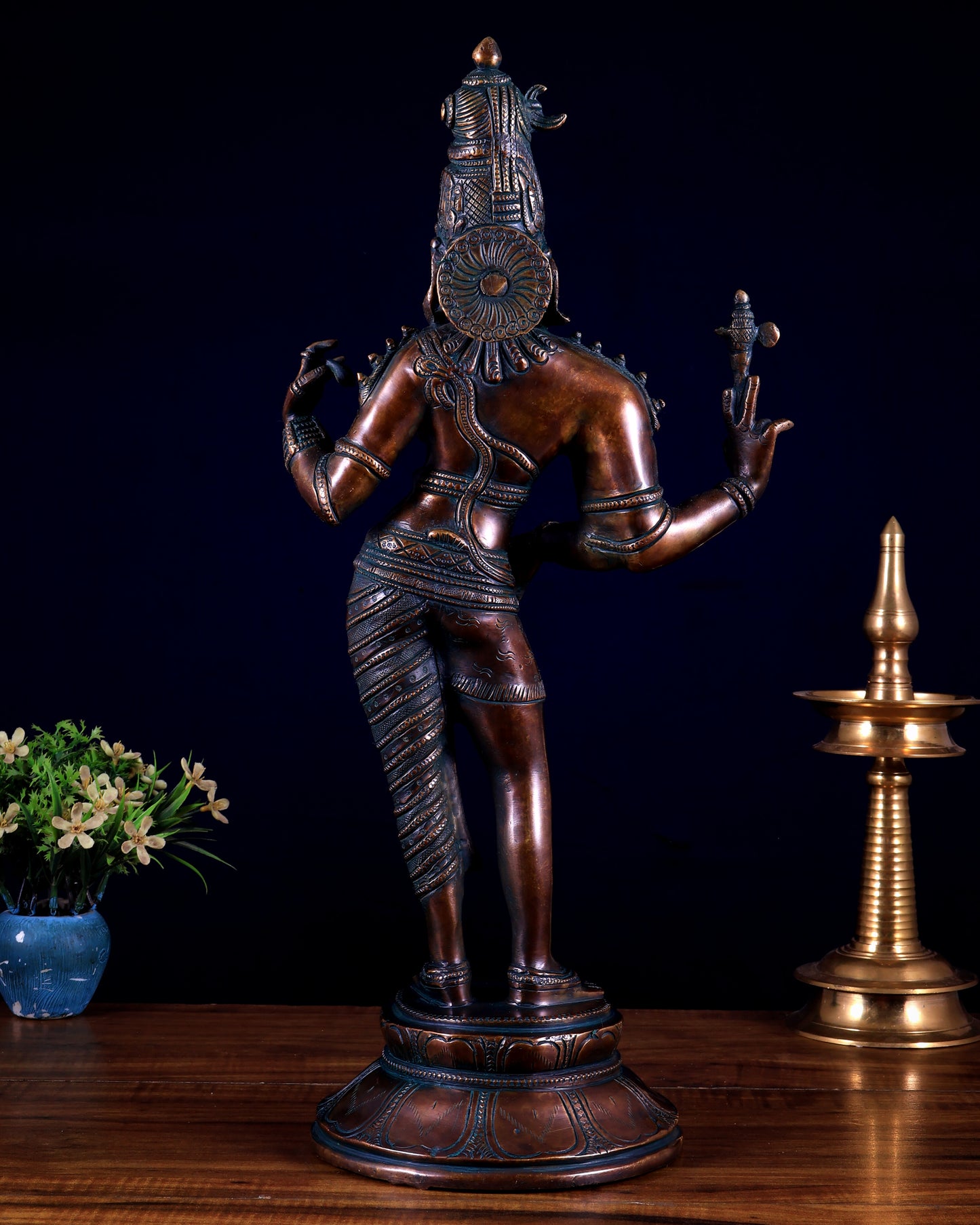Vintage Brass Ardhanarishwara Statue | Bronze Tone Finish 19 inch