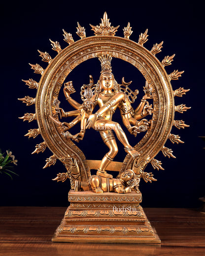 Brass Superfine Nataraja | Dancing Shiva with Ten Arms 17 inch
