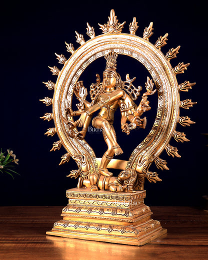 Brass Superfine Nataraja | Dancing Shiva with Ten Arms 17 inch