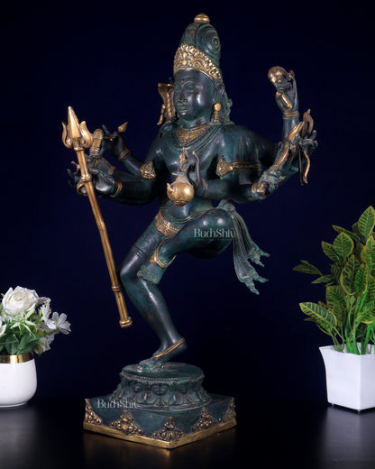 Bronze Dancing Shiva with eight arms and large trishul Sculpture – 24" Height