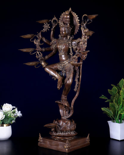 Bronze Dancing Krishna with Diyas in hands Sculpture – 26" Height, Lost Wax Casting
