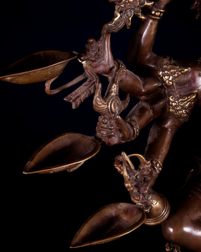 Bronze Dancing Krishna with Diyas in hands Sculpture – 26" Height, Lost Wax Casting