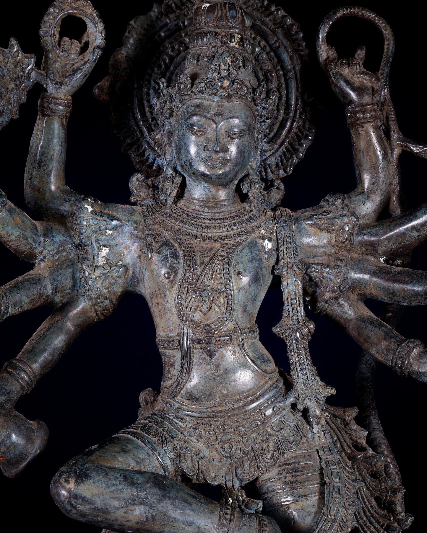Bronze Krishna dancing on Kaliya Naag Sculpture – 25" lost wax