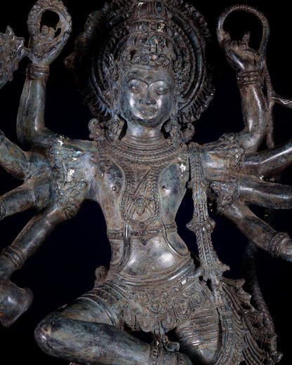 Bronze Krishna dancing on Kaliya Naag Sculpture – 25" lost wax