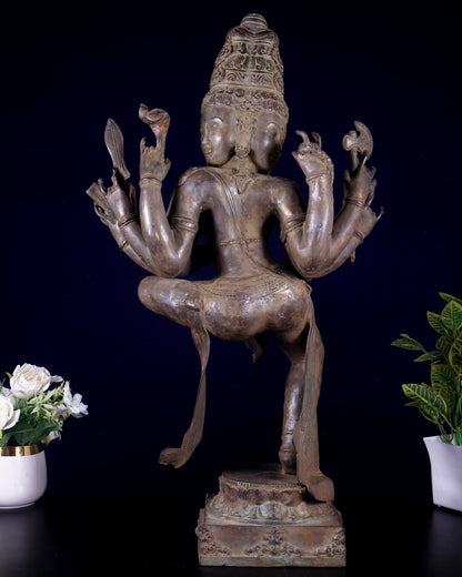 Three-Headed Dancing Parvati Bronze Statue | Lost Wax Sculpture | 24" |