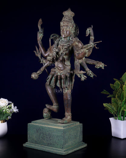 Bronze Goddess Kali Statue – 23” (58 cm) Fierce Form with 10 Arms