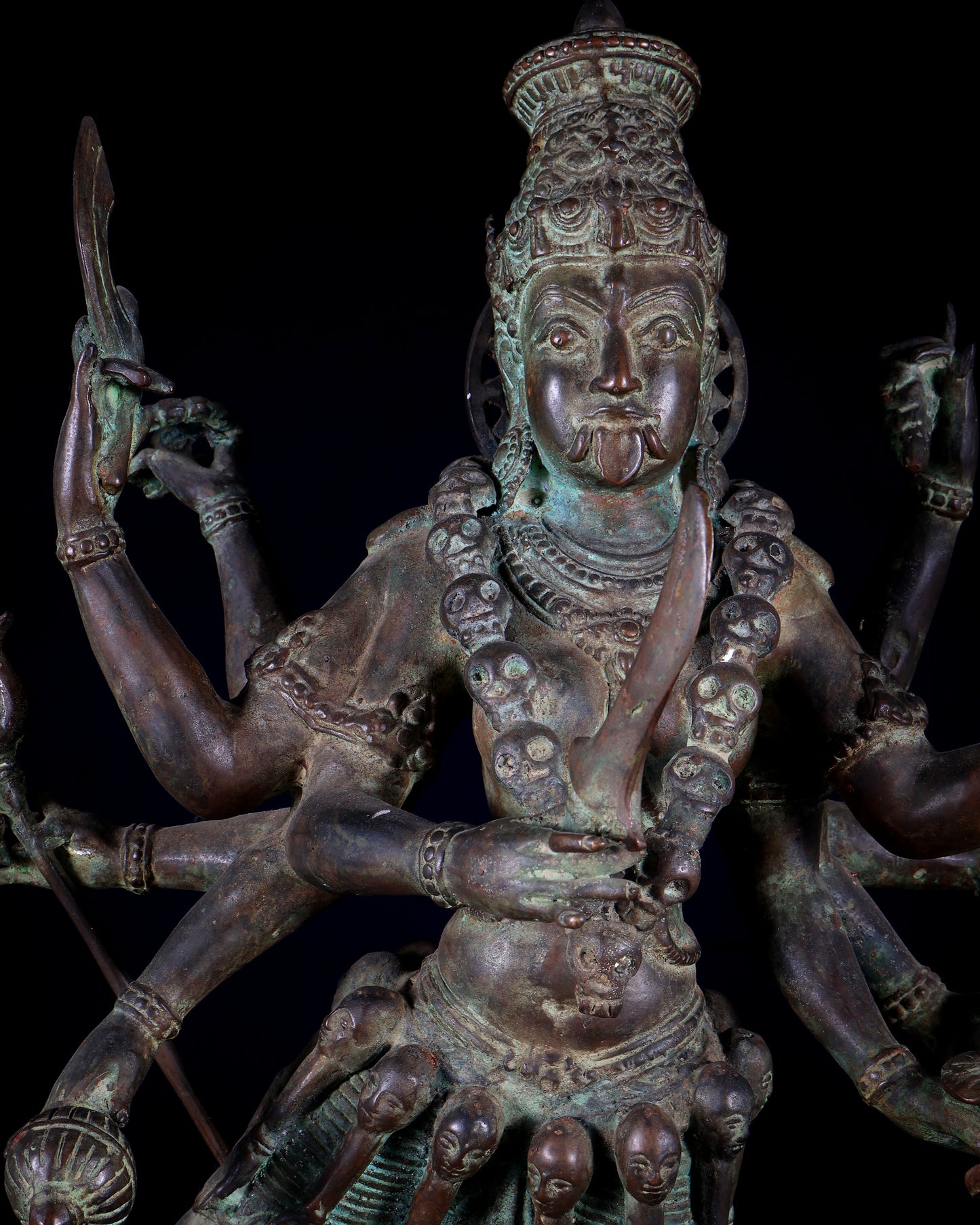 Bronze Goddess Kali Statue – 23” (58 cm) Fierce Form with 10 Arms