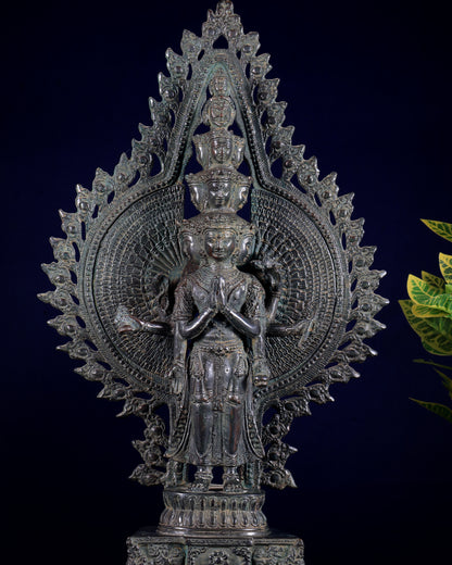 Vintage Bronze Avalokiteshvara – Handcrafted Sculpture 17"