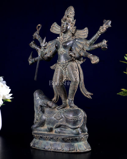 Bronze Goddess Durga Statue | Lost Wax Casting | 13"