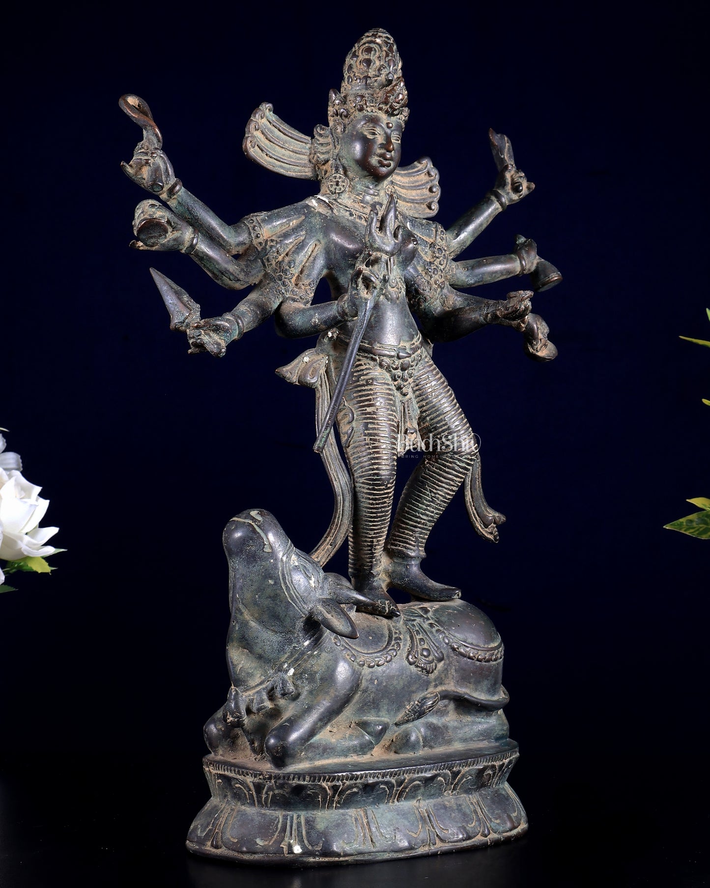 Bronze Goddess Durga Statue | Lost Wax Casting | 13"
