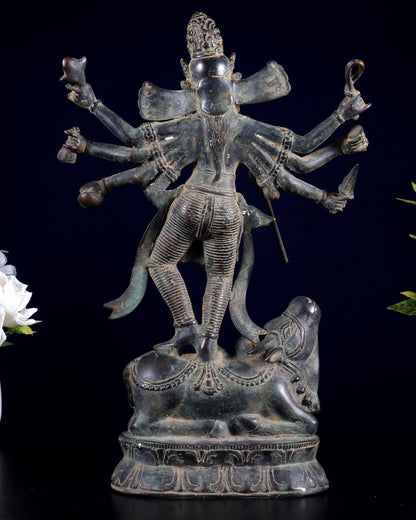 Bronze Goddess Durga Statue | Lost Wax Casting | 13"
