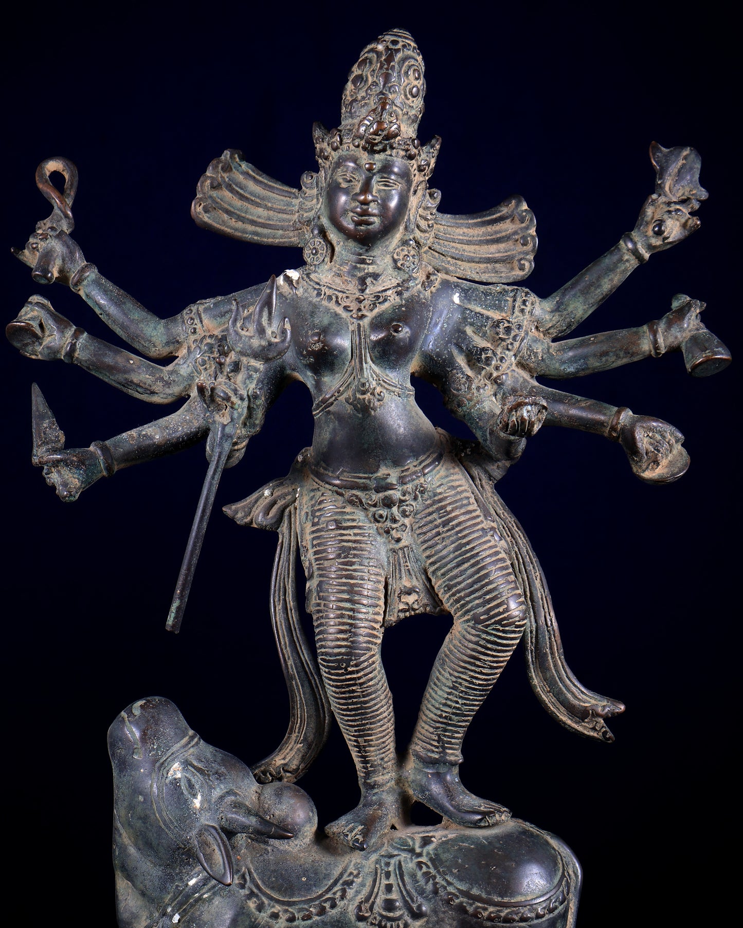 Bronze Goddess Durga Statue | Lost Wax Casting | 13"