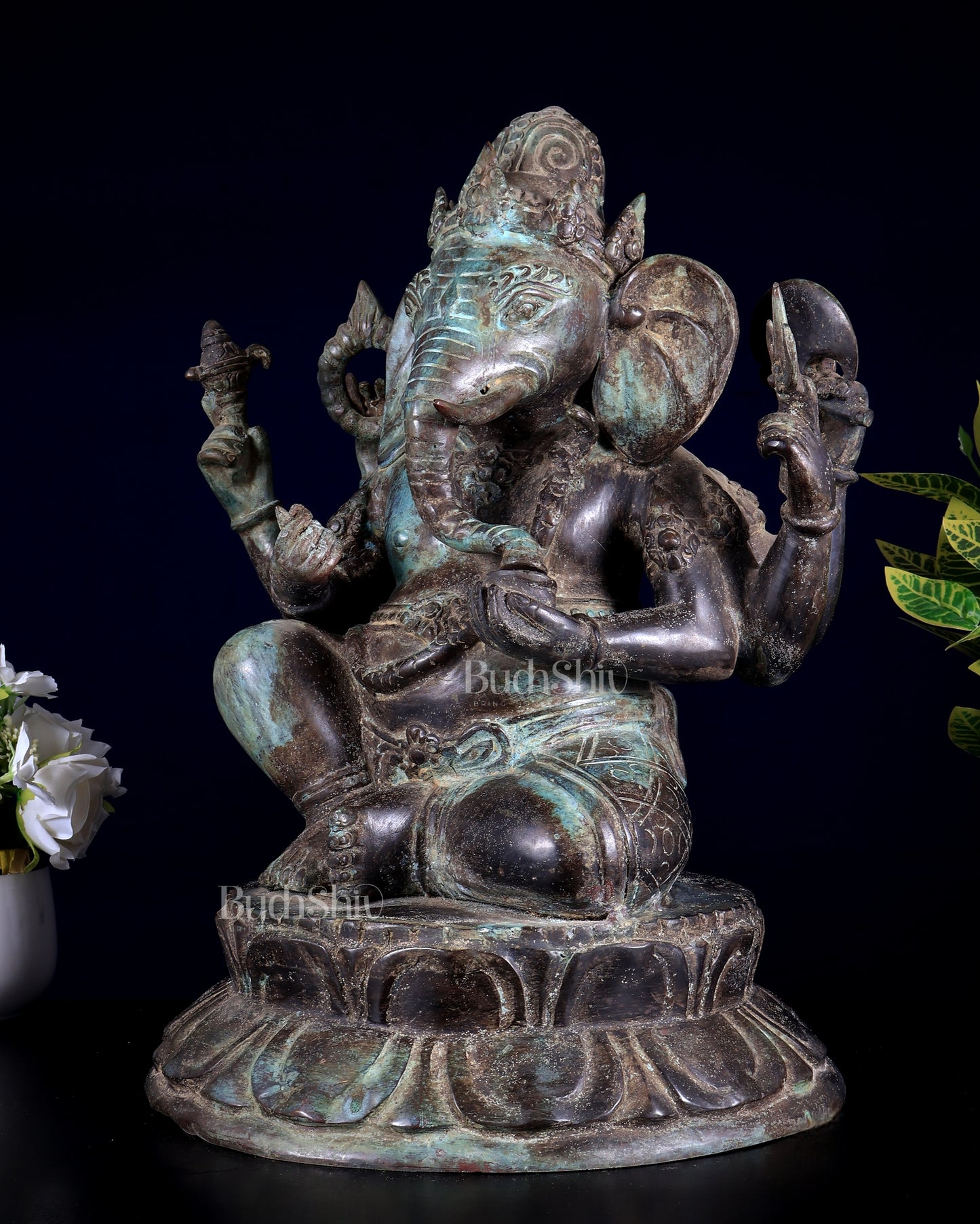 Bronze Ganesha Statue | Lost Wax Sculpture | 17"