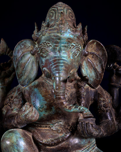 Bronze Ganesha Statue | Lost Wax Sculpture | 17"