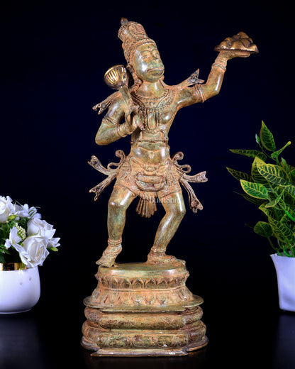 Indonesian Bronze Sanjeevani Hanuman Sculpture – 18"