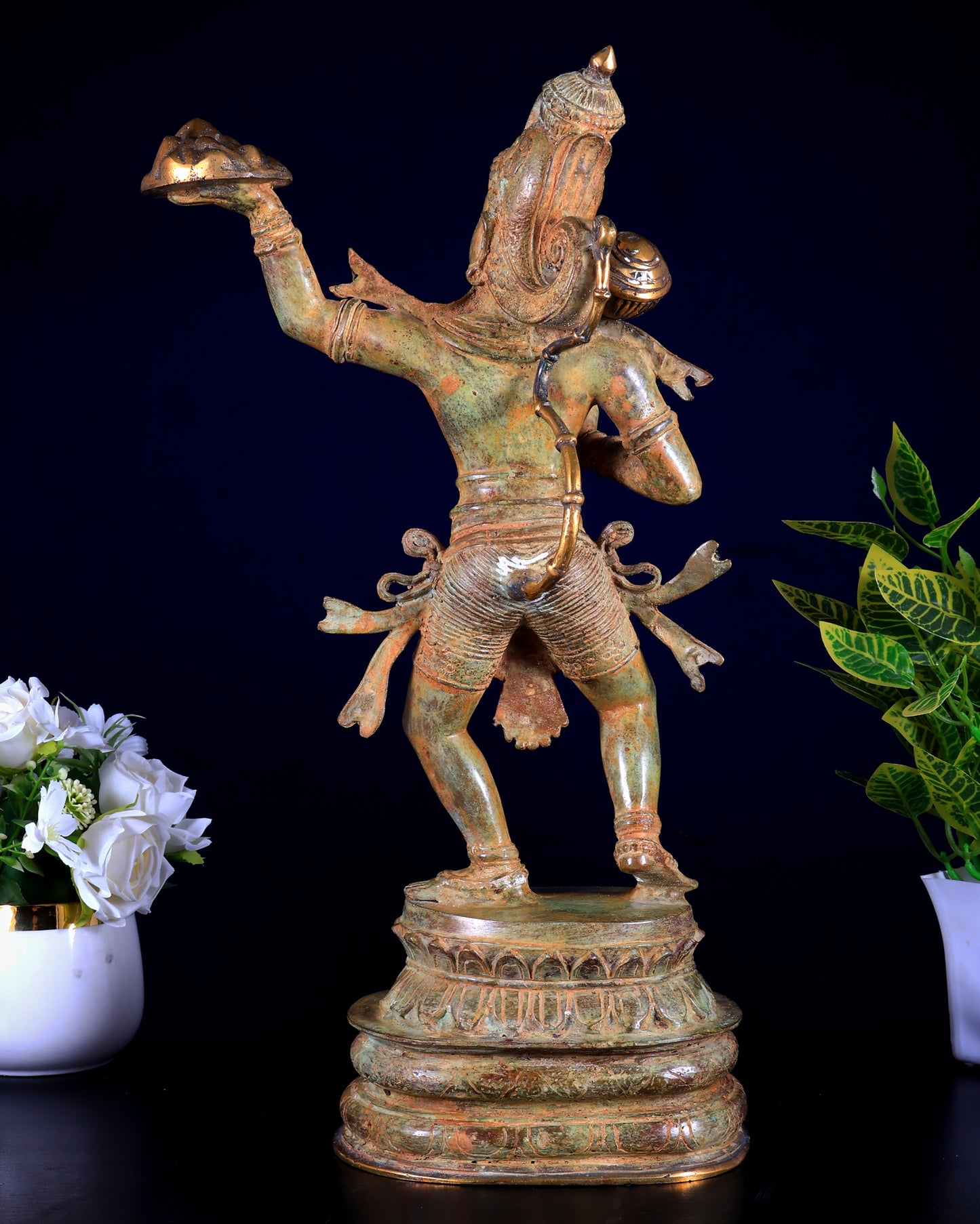 Indonesian Bronze Sanjeevani Hanuman Sculpture – 18"