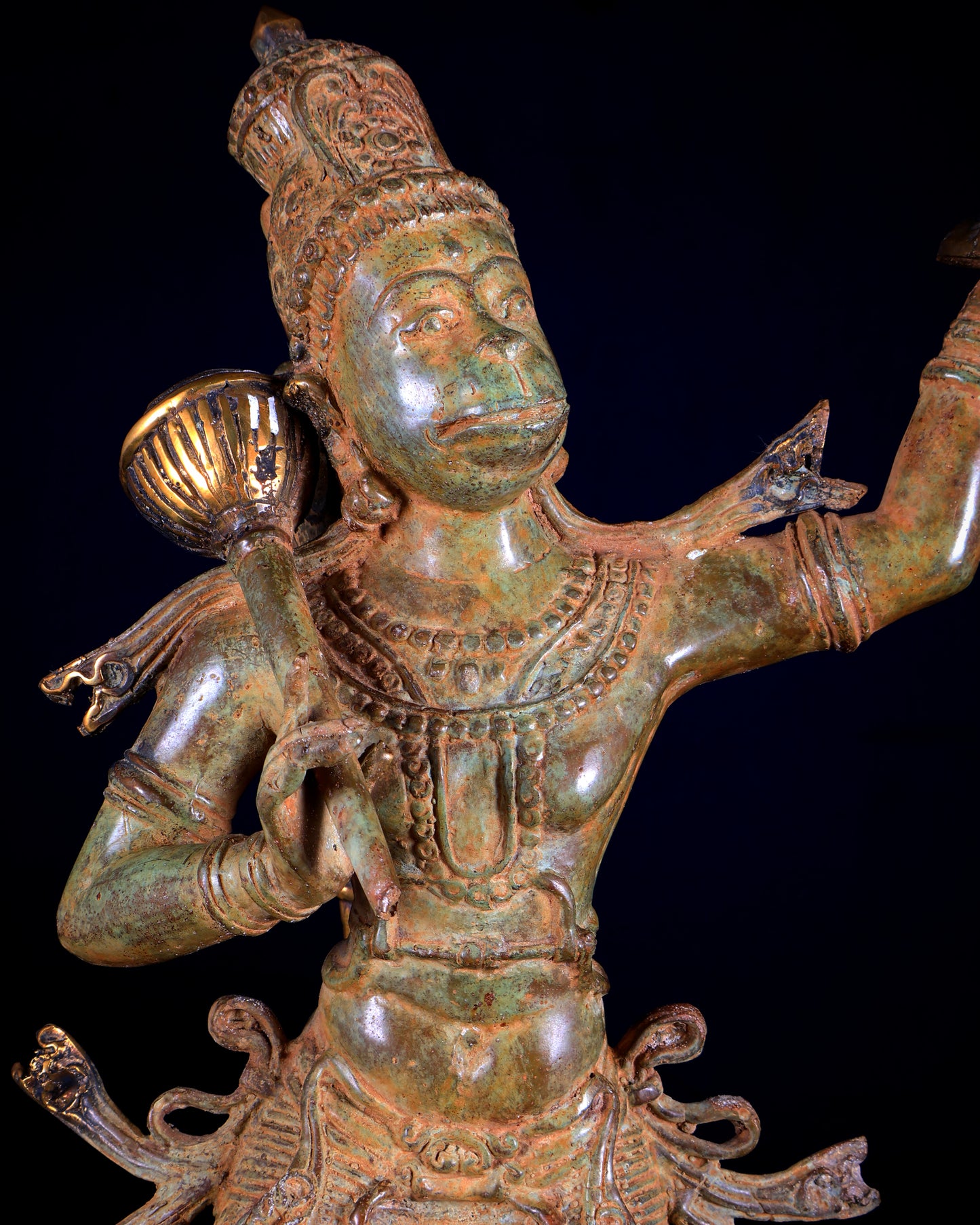 Indonesian Bronze Sanjeevani Hanuman Sculpture – 18"